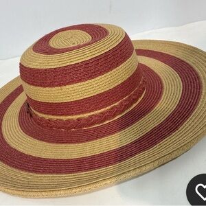 San Diego Hat Company Striped Red and Tan Sun Hat